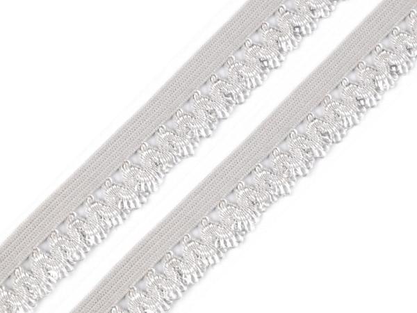 Wäschegummi verziert Breite 15mm Hellgrau